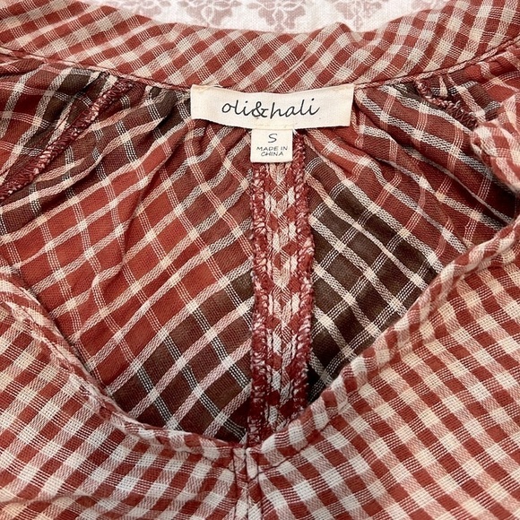 Oli & Hali Glory to the Day Plaid Peasant Dolman Boho Top Size Small - Picture 12 of 13